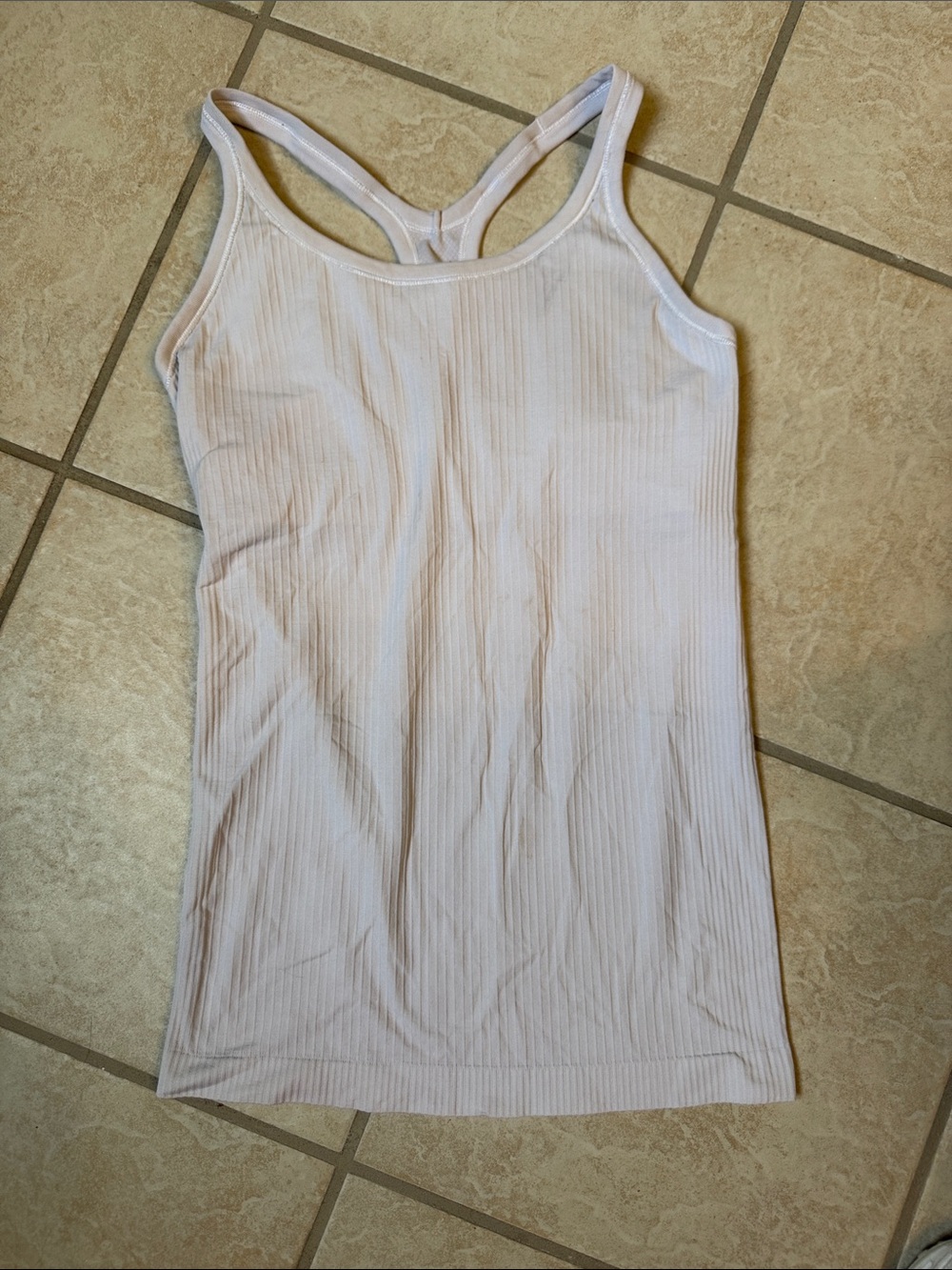 Women’s Ribbed Racerback Tank Top - white , built n bra, size 6